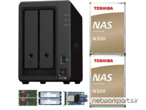 ذخیره ساز تحت شبکه (NAS) سینولوژی (Synology) مدل DS723+ دارای 20TB (2x 10TB) هارد درایو و 4GB حافظه رم