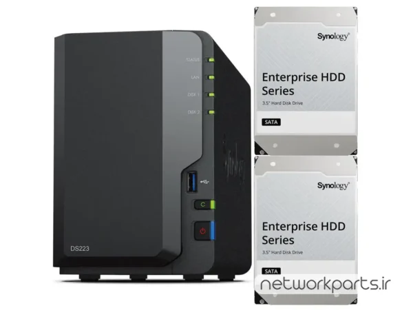 ذخیره ساز تحت شبکه (NAS) سینولوژی (Synology) مدل DS223 دارای 16TB (2x 8TB) هارد درایو
