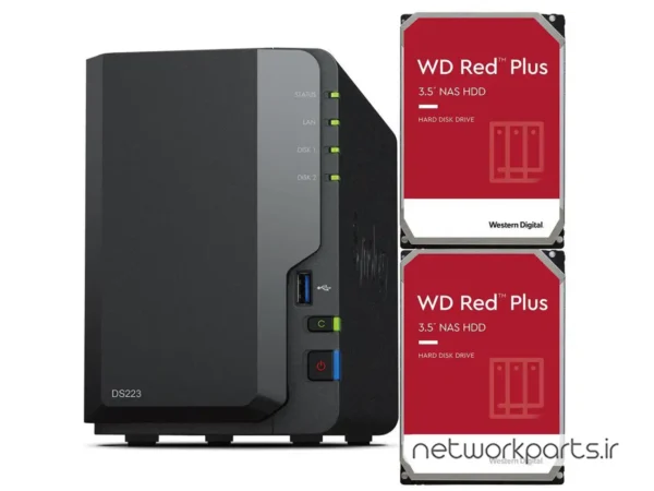 ذخیره ساز تحت شبکه (NAS) سینولوژی (Synology) مدل DS223 دارای 12TB (2x 6TB) هارد درایو
