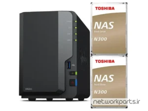 ذخیره ساز تحت شبکه (NAS) سینولوژی (Synology) مدل DS223 دارای 20TB (2x 10TB) هارد درایو