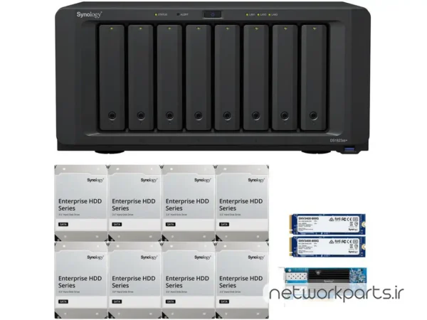 ذخیره ساز تحت شبکه (NAS) سینولوژی (Synology) مدل DS1823XS+ دارای 128TB (8x 16TB) هارد درایو و 8GB حافظه رم