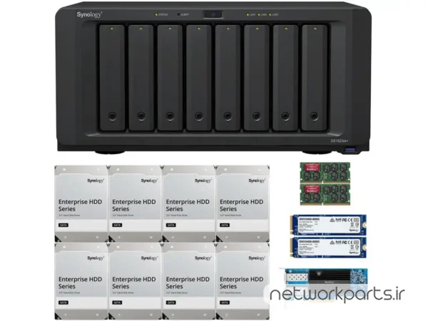 ذخیره ساز تحت شبکه (NAS) سینولوژی (Synology) مدل DS1823XS+ دارای 96TB (8x 12TB) هارد درایو و 32GB حافظه رم