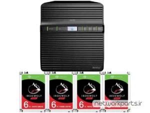 ذخیره ساز تحت شبکه (NAS) سینولوژی (Synology) مدل DS420J دارای 24TB (4x 6TB) هارد درایو و 1GB حافظه رم