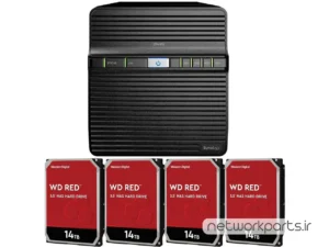ذخیره ساز تحت شبکه (NAS) سینولوژی (Synology) مدل DS420J دارای 56TB (4x 14TB) هارد درایو و 1GB حافظه رم