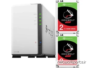 ذخیره ساز تحت شبکه (NAS) سینولوژی (Synology) مدل DS220J دارای 4TB (2x 2TB) هارد درایو و 512MB حافظه رم