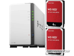 ذخیره ساز تحت شبکه (NAS) سینولوژی (Synology) مدل DS220J دارای 8TB (2x 4TB) هارد درایو و 512MB حافظه رم