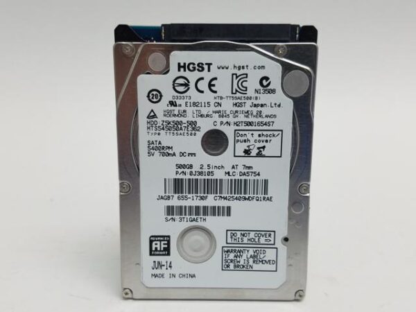 هارد دیسک درایو اینترنال اچ جی اس تی (HGST) مدل TravelStar-Z5K500 ظرفیت 500 گیگابایت سرعت 5400RPM رابط SATA