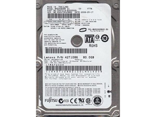 هارد دیسک درایو اینترنال فوجیتسو (Fujitsu) مدل MHZ2080BH ظرفیت 80 گیگابایت سرعت 5400RPM رابط SATA