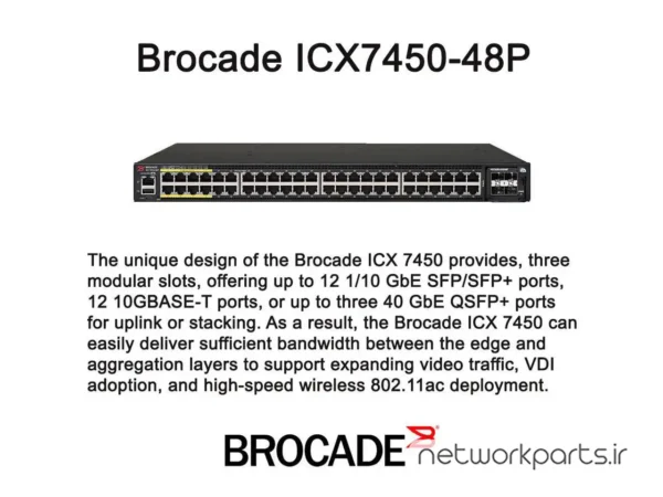 سوییچ بروکید (Brocade) مدل ICX7450-48P دارای 48 پورت