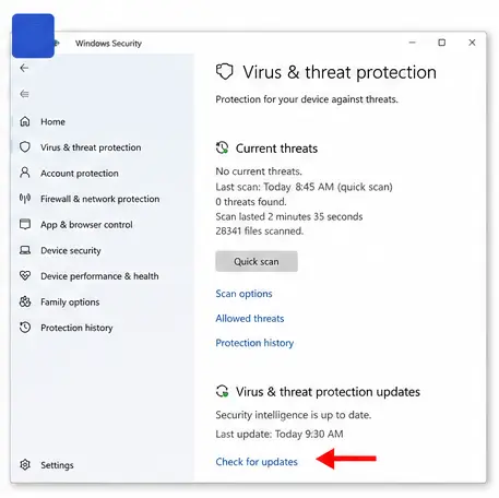 آموزش کامل بروزرسانی ویندوز 10 و 11 بعد از قطعی اینترنت 5 بروزرسانی Windows Defender را فراموش نکنید-آموزش کامل بروزرسانی ویندوز 10 و 11 بعد از قطعی اینترنت-تجهیزات شبکه-networkparts